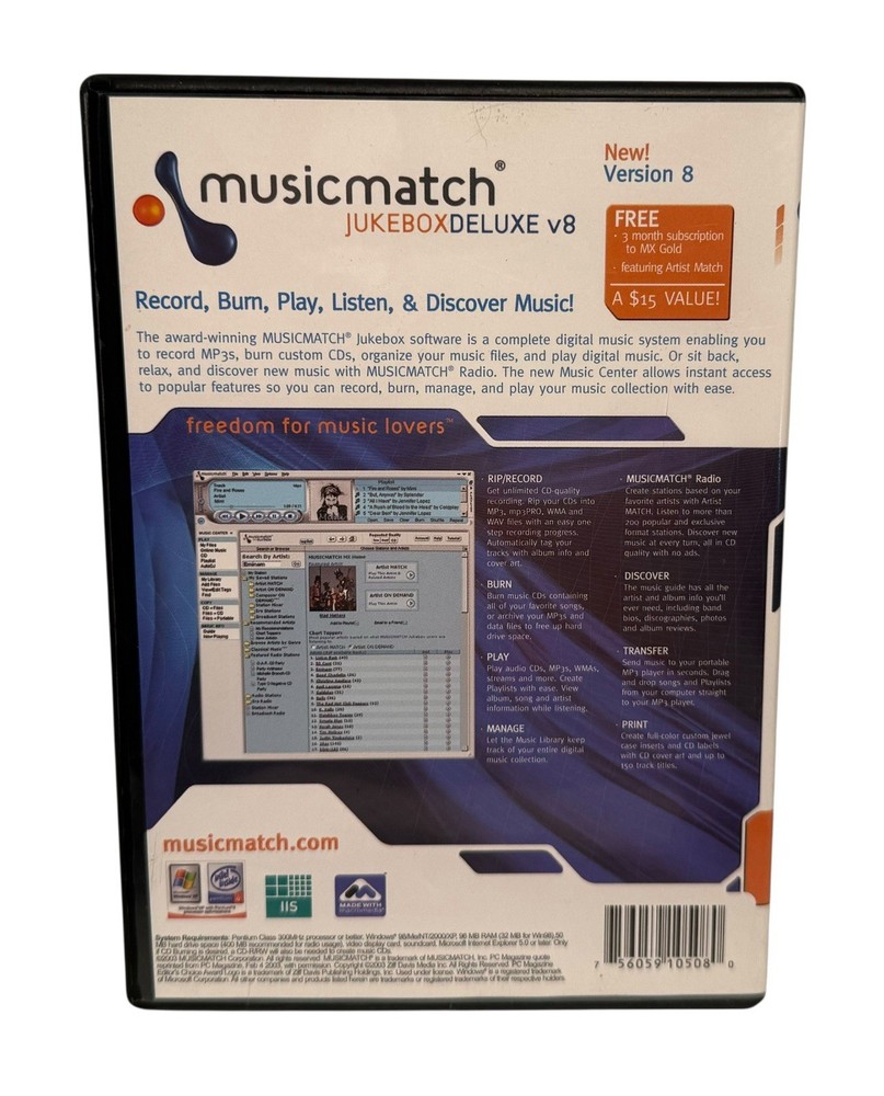 MusicMatch Jukebox 8 Deluxe PC CD