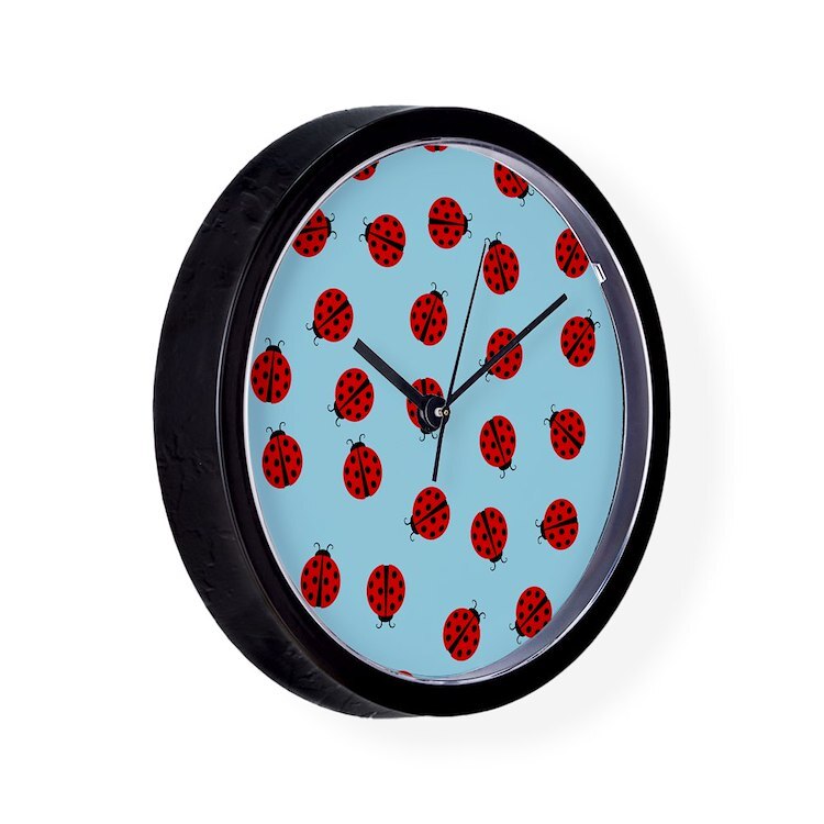 CafePress Cute Ladybug Pattern 10" Wall Clock (219748713)
