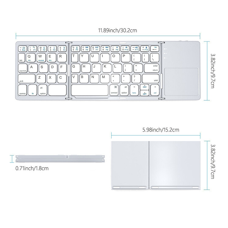 MOJO-HOME Bluetooth Wireless Folding Keyboard with Touchpad SILVER