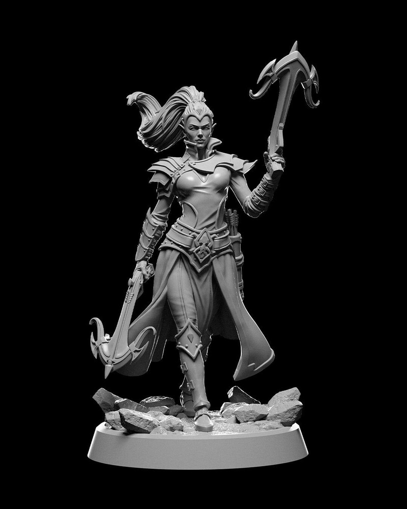 DnD Drow Fighter Livia Mini 32mm Scale TTRPG