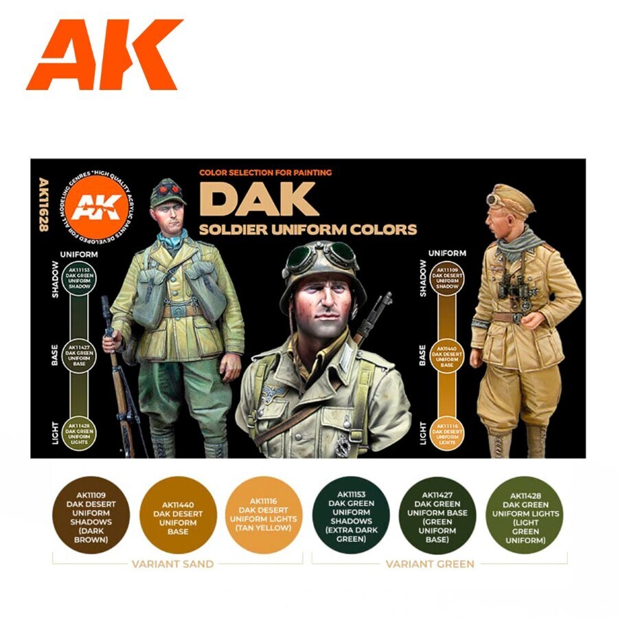 AK Interactive: DAK Soldiers Uniform Colors - Paint Set - AK11628
