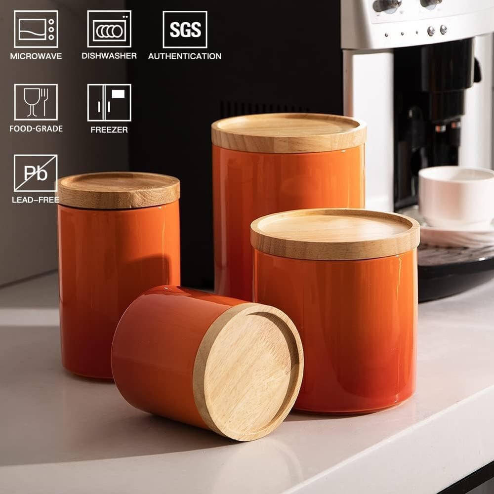 Ceramic Food Storage Jar Stackable Kitchen Canisters Containers W/ Airtight Seal