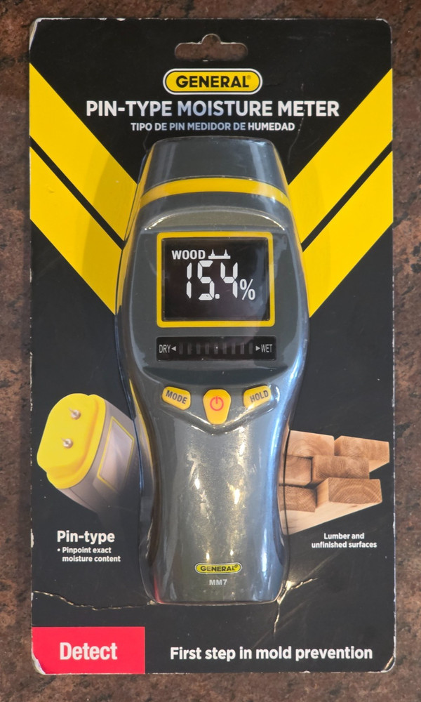 General Tools MM7 Pin Type Digital Moisture Meter for Water Damage Detection