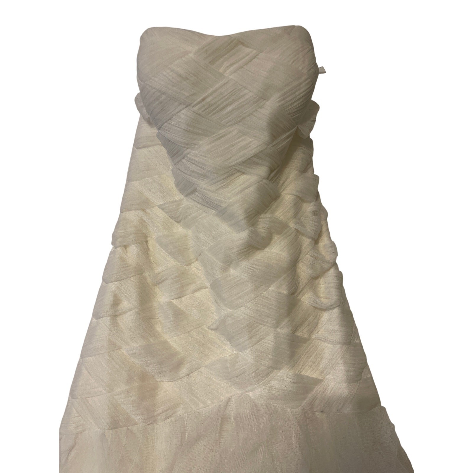 Galina Signature Ivory Size 12 Style SWG523 Wedding Gown Basket Woven Bodice