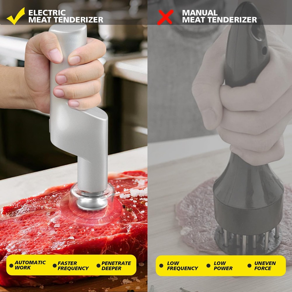 Meat Tenderizer Tool, Adjustable 3 Speed Cordless Meat Mallet, Powerful Motor...