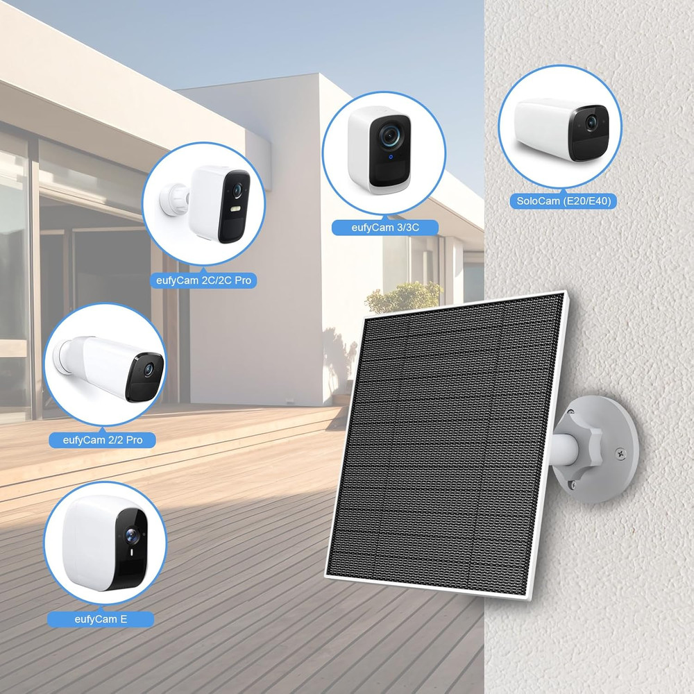 Solar Panel for Eufy Outdoor Camera, 5W Camera Solar Panel Charger Compatible...