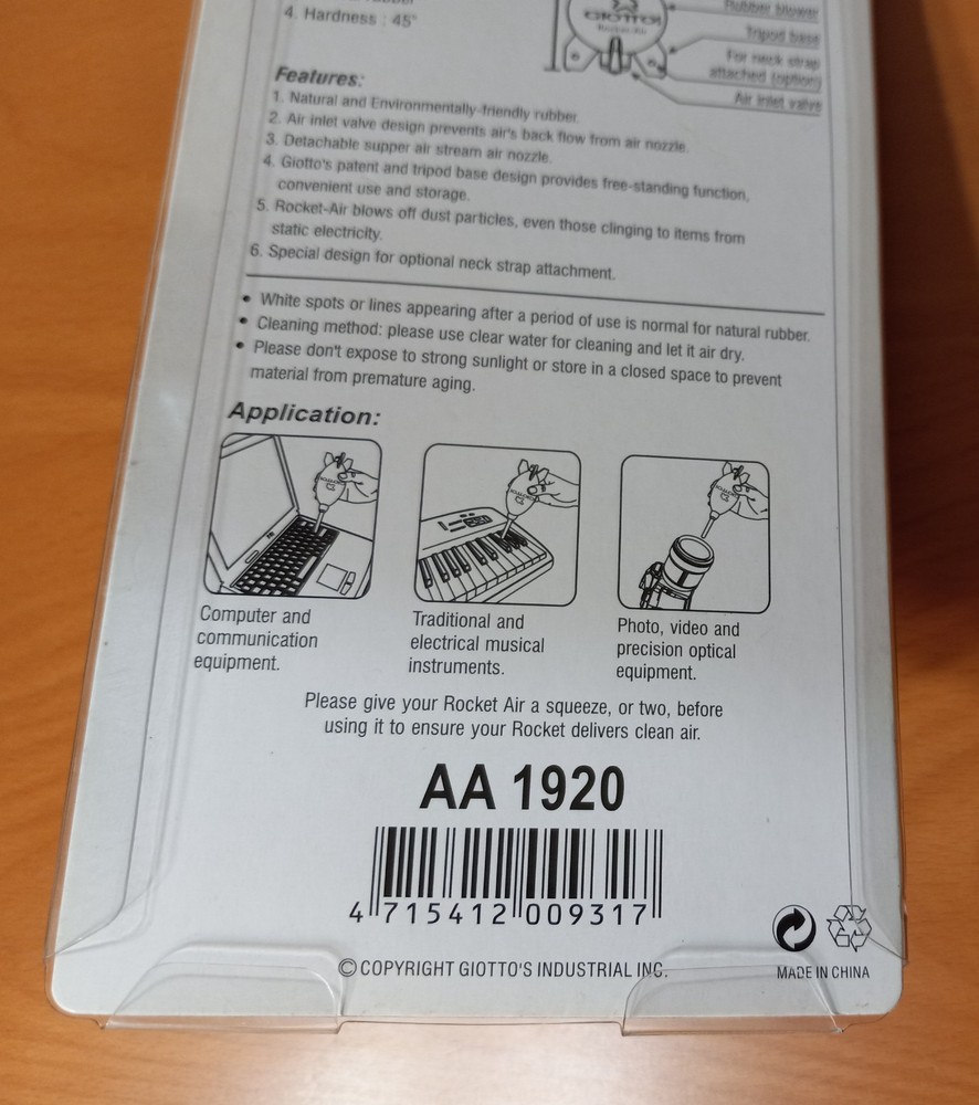 Giottos Medium Rocket Air Blaster, Manual Air Blower AA-1920