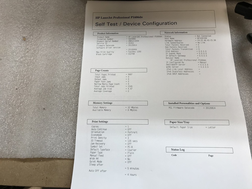 HP LaserJet P1606dn Network Monochrome Laser Printer 9K Page Count Tested