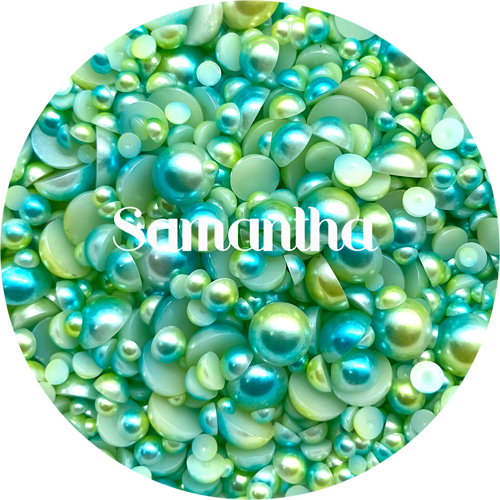 Flat Back Non-Hot Fix Pearls - Green Teal Blue