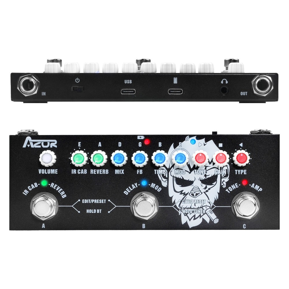 Multi-Effect Pedal Built-in Battery AZOR Multi Effects CUBE BABY Guitar Effector