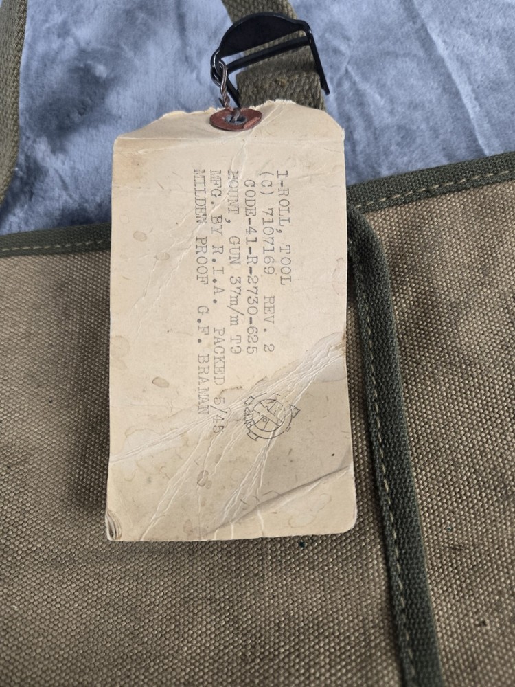 ORIGINAL 1945 WWII US ARMY TOOL ROLL T9 CARRY CASE Canvas Khaki C7107169