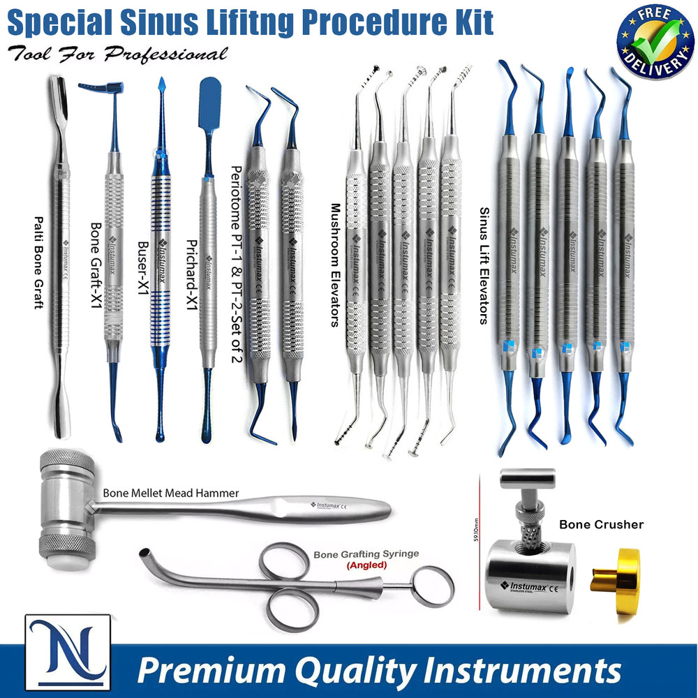 IMPLANT INSTRUMENT KITS Bone Packer Grafting Sinus Lift Elevators Periotomes Set