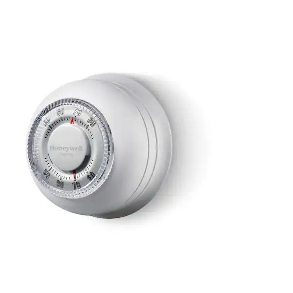Round Non-Programmable Thermostat with 1H Single Stage Heating, Manual Control
