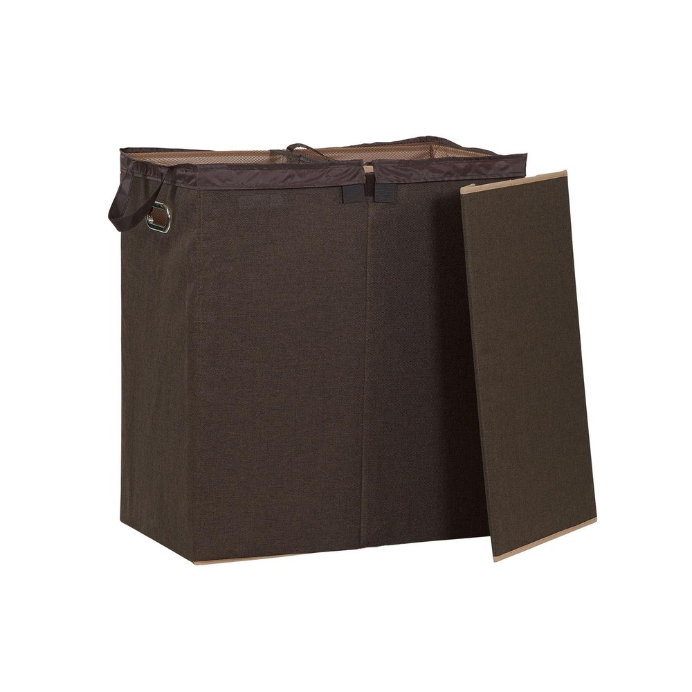 Double Laundry Hamper with Lid, Two Compartments for Easy Sorting with