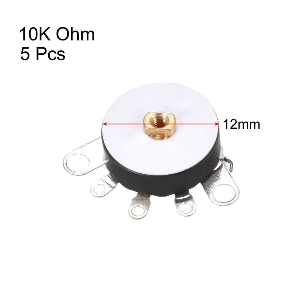 Wheel Potentiometer W Switch 10K Ohm Variable Resistors RV12MM 5PACK