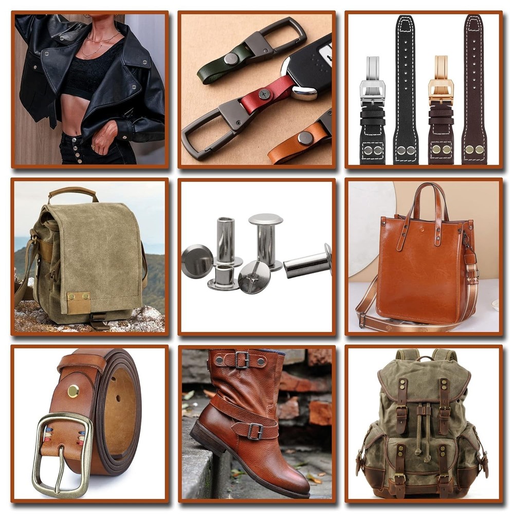 110 Assorted Chicago Screws - Durable Silver Rivets for Leather Craft Projects