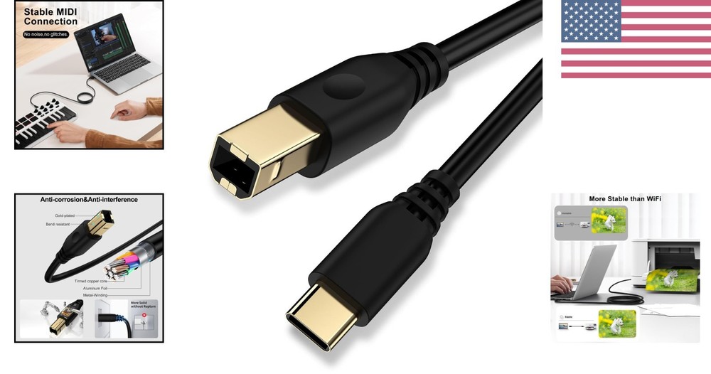 High-Speed 6FT USB B to USB C Cable - Ideal for Printers and Controllers