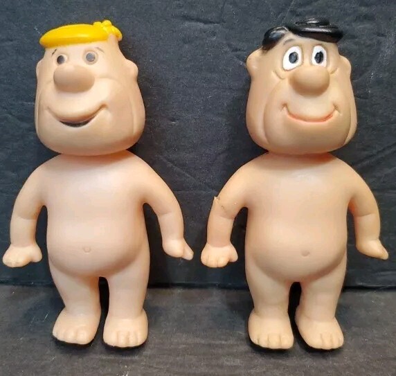 VINTAGE 1973 KNICKERBOCKER FRED AND BARNEY Flinstones Plastic Figures 4"