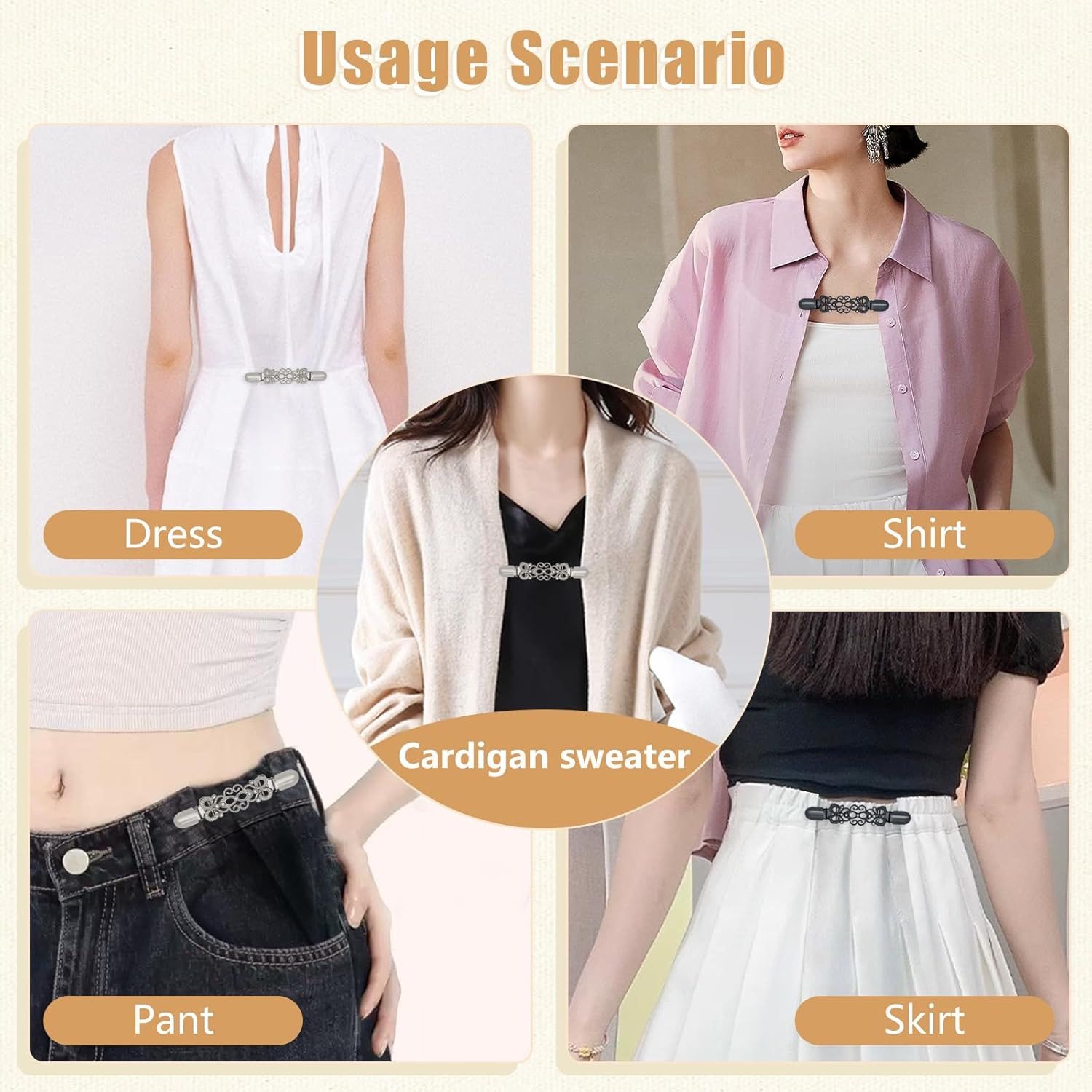 2 Pcs Dress Waist Clip for Shawl Cardigan Sweater Clothes Pant Tightener