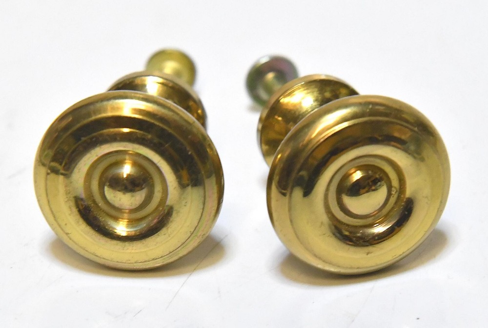 2 MATCHING BRASS ROUND DRAWER PULL KNOBS