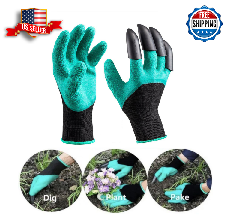 Gardening Digging Planting Pruning Tools Lawn Care 4 Claws Garden Genie Gloves