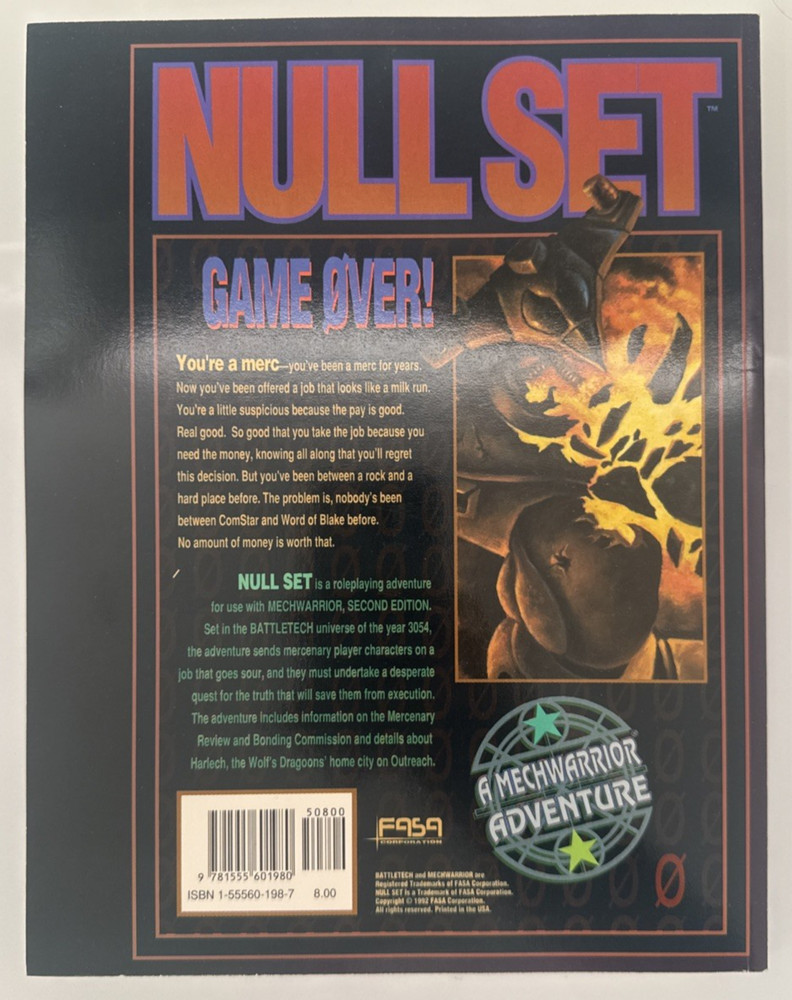 MechWarrior Null Set FASA #1672