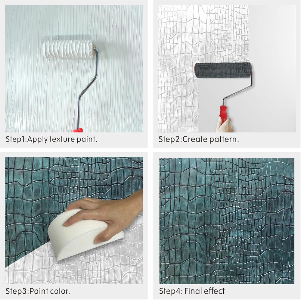 10'' Patterned Paint Roller for Wall Decoration Classic Brick Embossing Texture