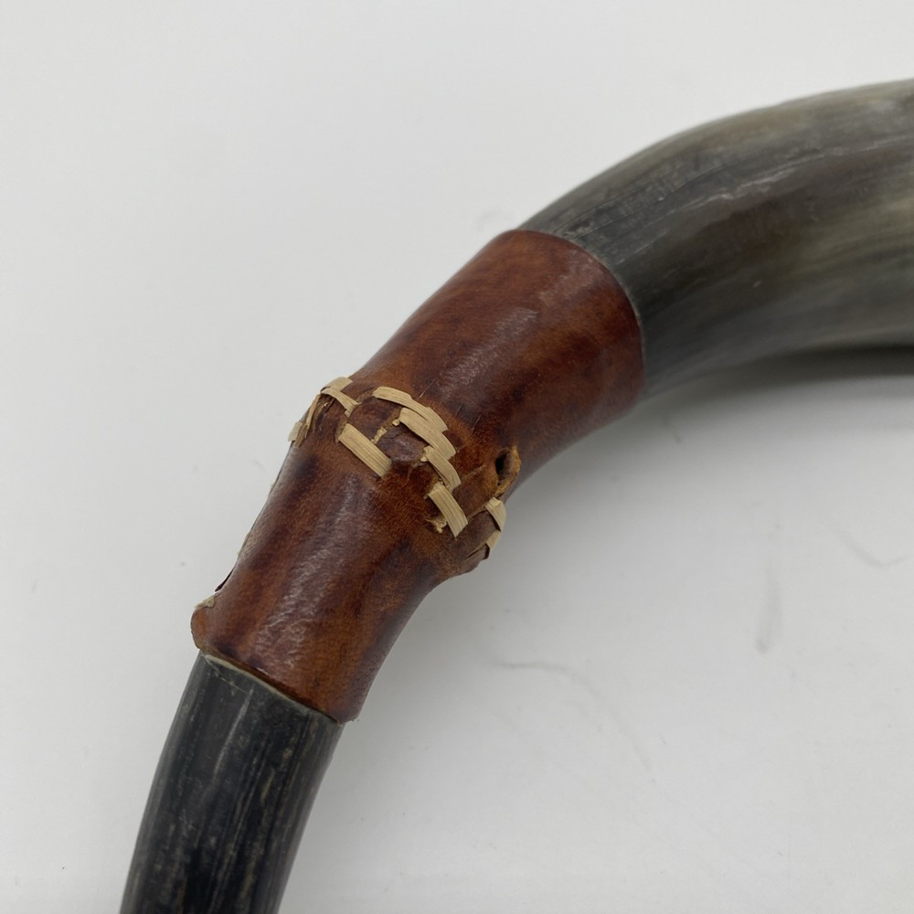 Vintage Powder Horn Muzzleloader with Leather Straps Hand Crafted