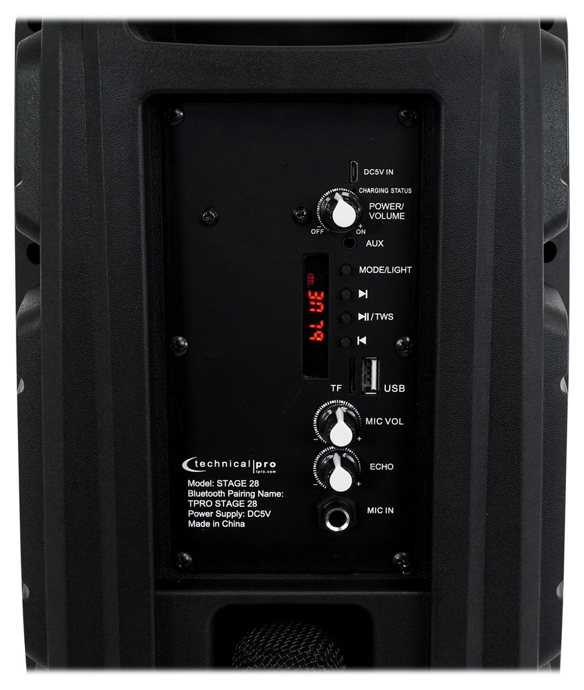 Technical Pro Dual 8" Rechargeable Karaoke Machine System w/Stand+Wireless Mic