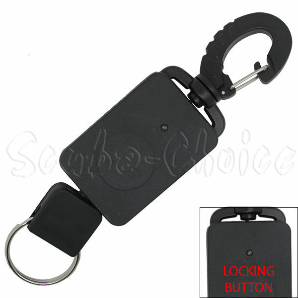 Scuba Diving Rebounding Style Compact Locking Retractor, Extends up to 18"