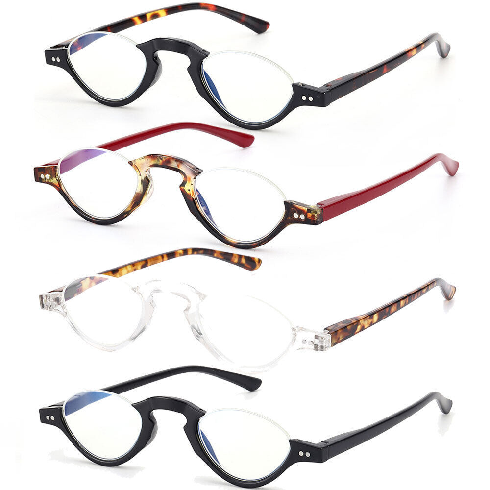 Blue Light Blocking Half Moon Reading Glasses Spring Hinge Lightweight Readers