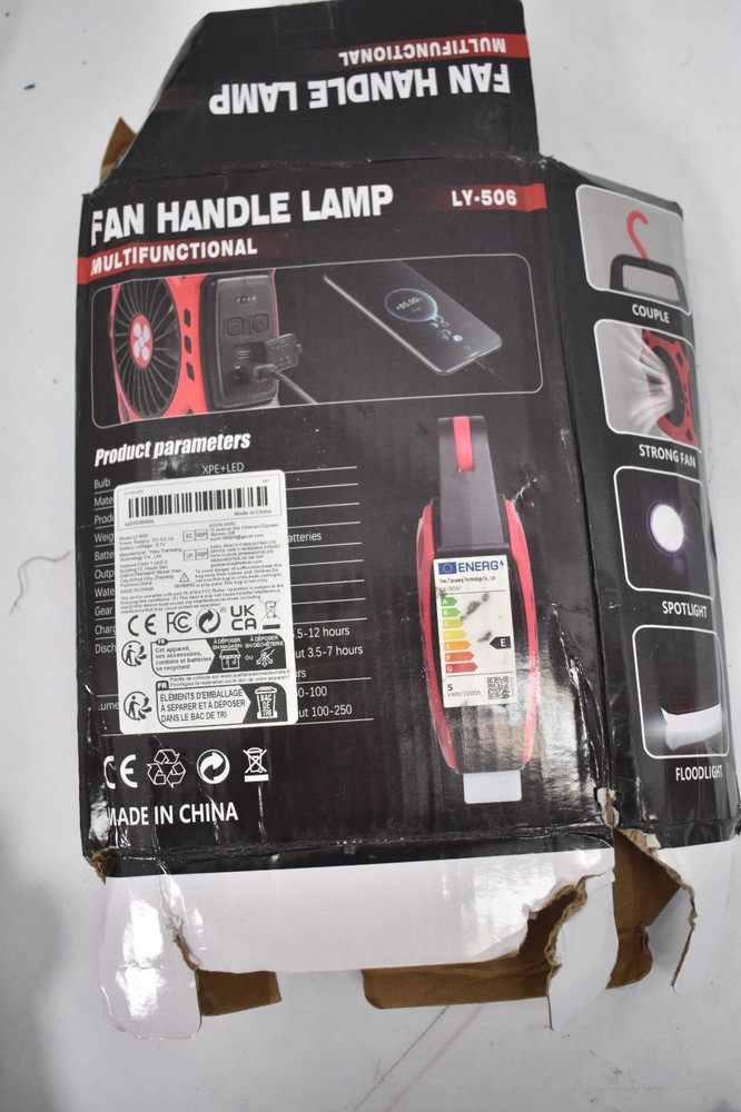 Multifunctional Fan Handle Lamp 8 Mode Spotlight Red/Black Portable Handheld