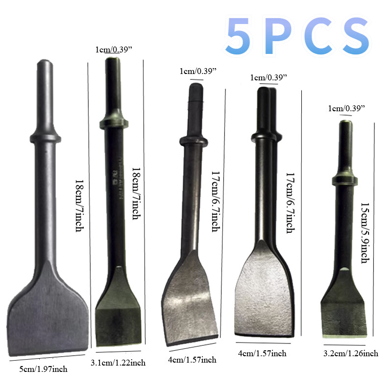 5 PCS Utility Pneumatic Chisel Air Hammer Punch Chipping Bits Set Shank Tool Kit