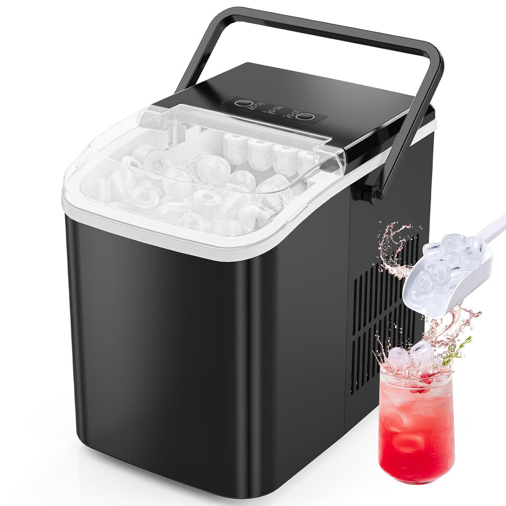 Countertop Ice Maker Machine, Portable Self-Cleaning Ice Machine with Ice Scoop,