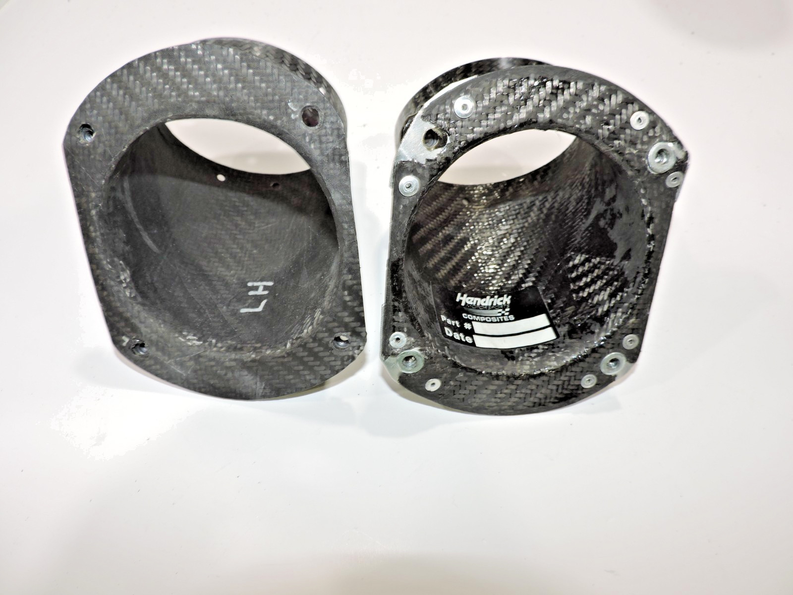 (2) Hendrick 3" carbon fiber flange ducts 45 degree Late model Nascar ARCA