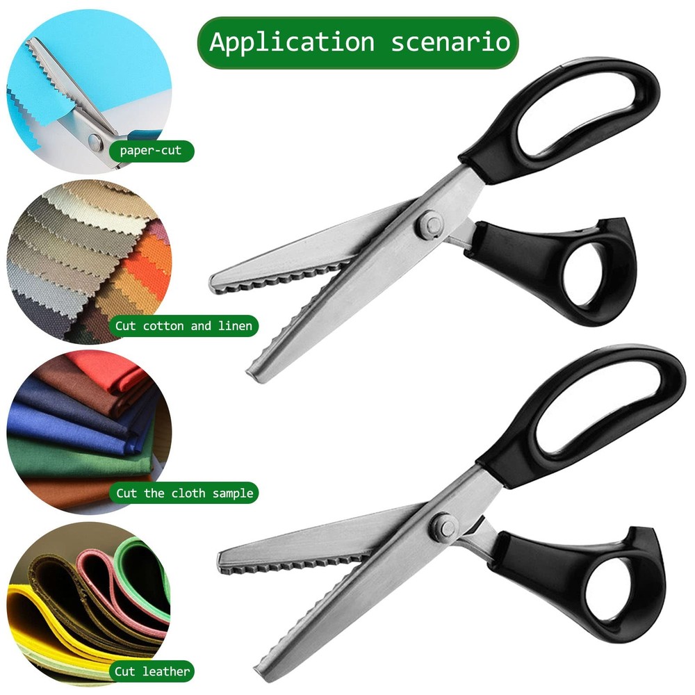 Pinking Shears Zig Zag Scissors For Fabric Leather Triangular Rounded 2 Models