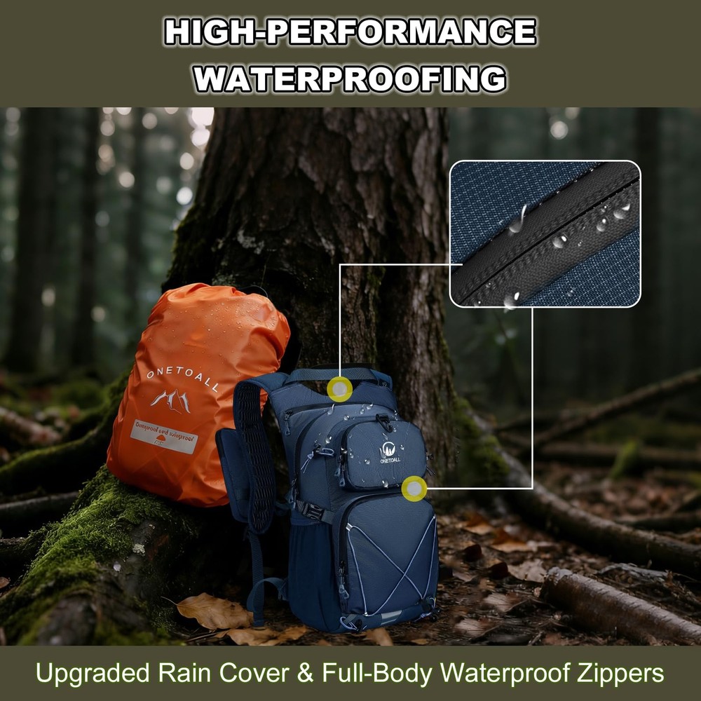 Hydration Backpack 22L, Hiking Backpack with 2L Leakproof Bladder, Sewn-in Ra...