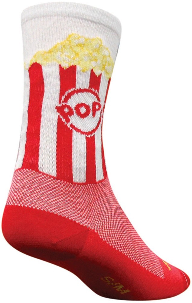 SOCKGUY 6" Crew Popcorn Unisex Lightweight Crew Socks Medium Multicolor