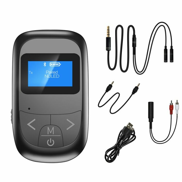 NUNET LED Bluetooth Transmitter Receiver w. Display, Wireless Audio Adapter