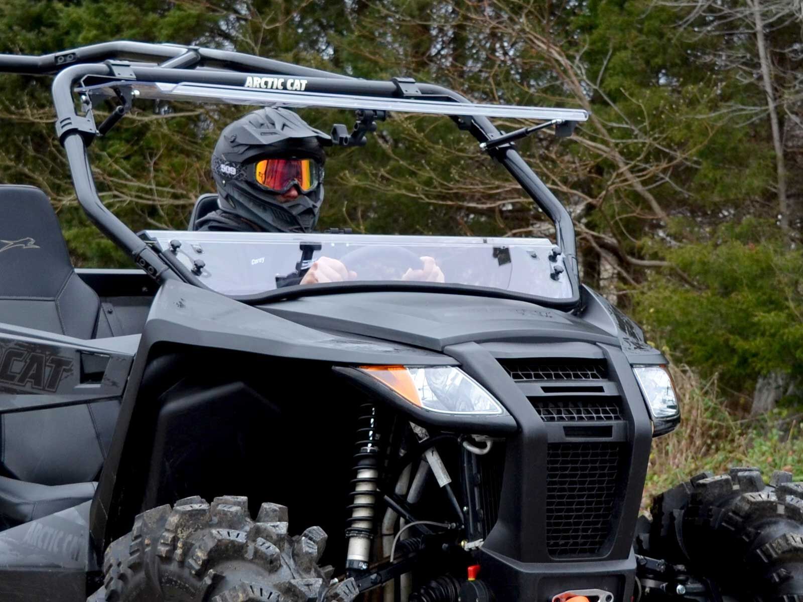 SuperATV Scratch Resistant Flip Windshield for Arctic Cat Wildcat Trail (2014+)