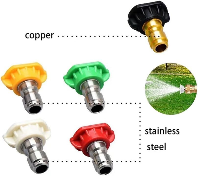 5-Pack High-Pressure Washer Nozzle Tips Set, 4500 PSI, Multi-Angle, Stainless...