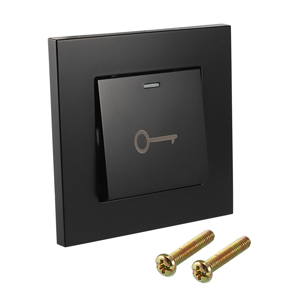 Push to Exit Button Switch Wall Mounted Resettable Square Black AC 250V 16A