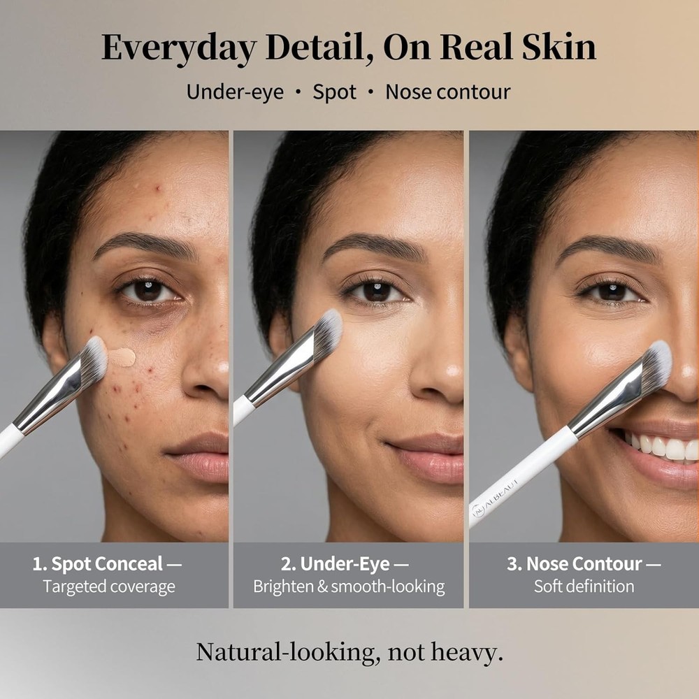 Concealer Brush, Angled Under Eye Makeup Small Foundation Precision Face