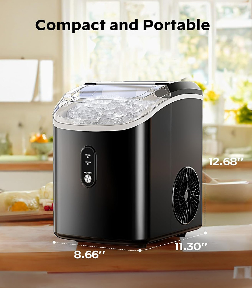 Nugget Ice Maker Countertop, Chewable Pellet Ice Machine with Self-Cleanin Func