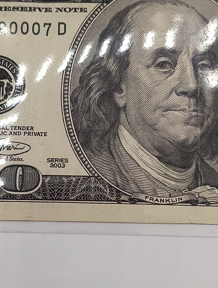 $100 Bill 2003 Series, Trinary Federal Reserve Note With Errors