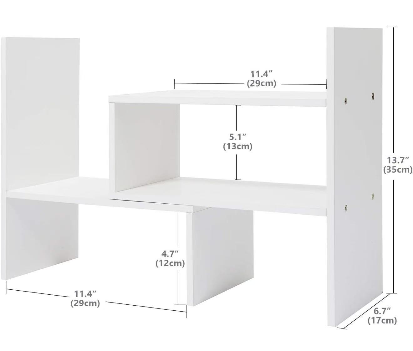 Desk Shelf, Adjustable Desktop Storage Organizer, Wood Display Shelf Rack, Offic