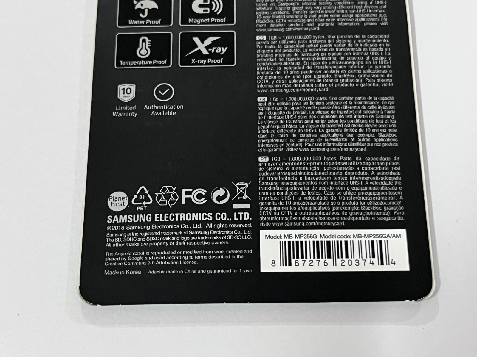 New Samsung 256GB EVO UHS-I microSDXC Memory Card with SD Adapter MB-MP256GA/AM