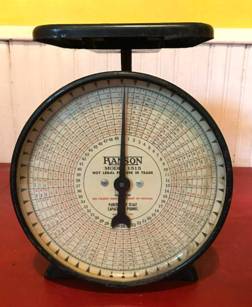 Vintage Hanson Model 1515 Parcel Post Scale 50lb Capacity 1944