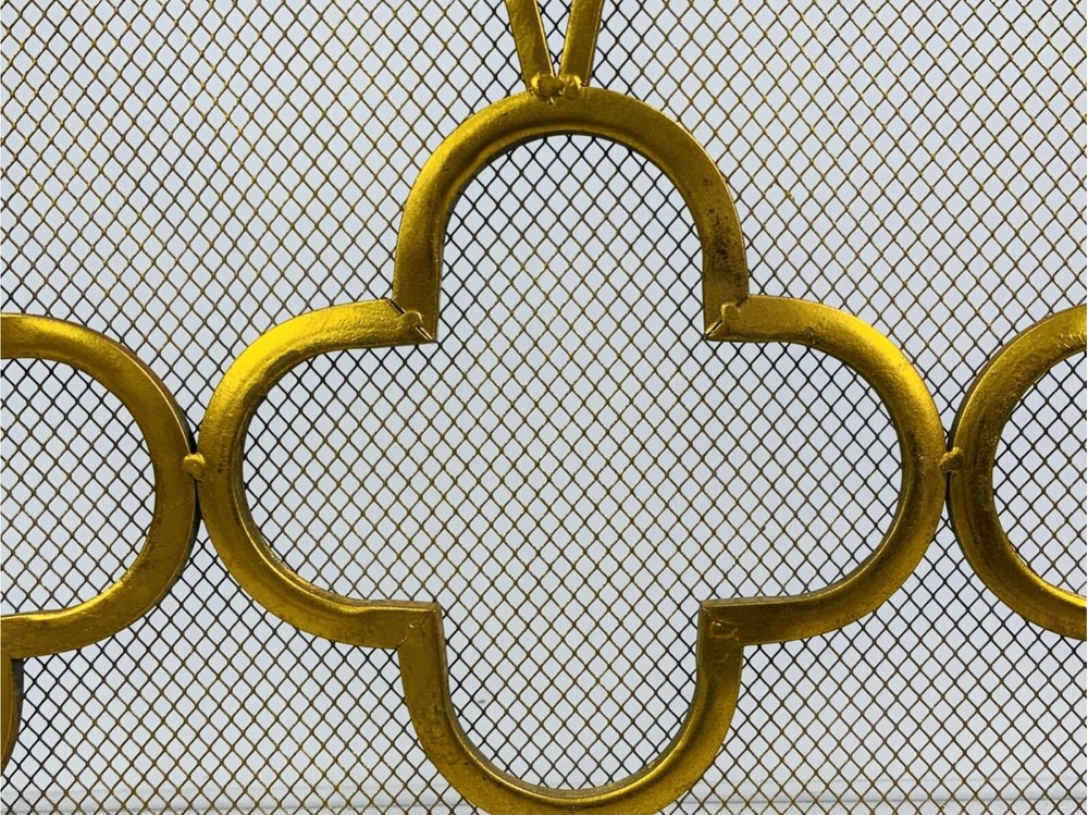 Vintage Iron Tri-Fold Fireplace Spark Screen