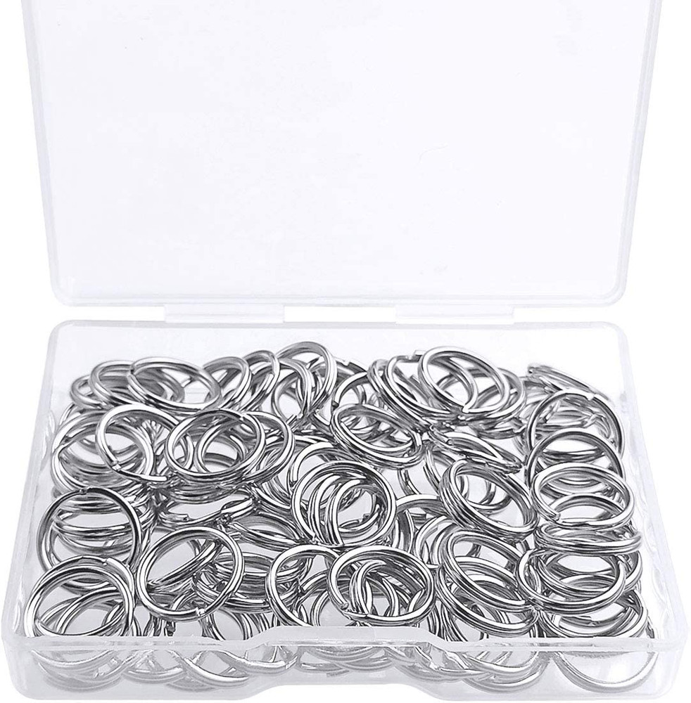 100Pcs Split Ring,Small Key Rings Bulk Split Keychain Rings DIY Craft Metal-12Mm